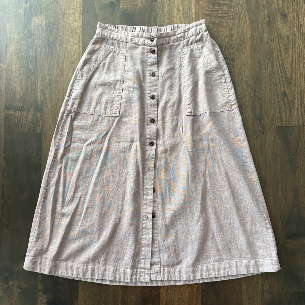 Universal Thread A-Line Button-Front Skirt - Taupe - Picture 2 of 4